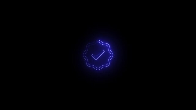 Check mark gear vertical video with octagonal outline on dark background for approval interface. Check mark gear quality concept.