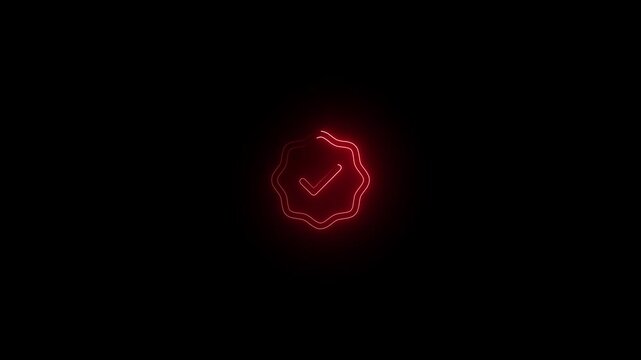 Check mark gear vertical video with octagonal outline on dark background for approval interface. Check mark gear quality concept.