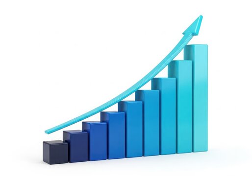 Growing upward bar chart with increasing bars