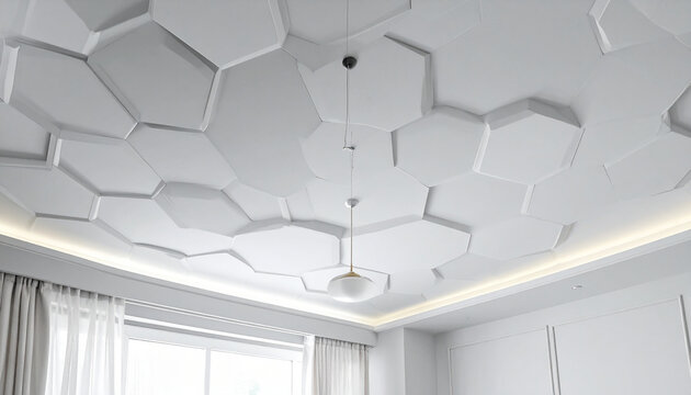 Geometric ceiling design interior