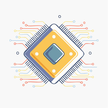 Stylized Illustration of a Microchip with Circuitry