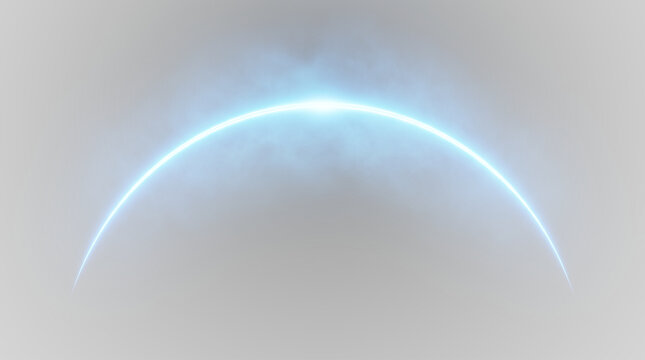 blue glowing horizon of planet with atmospheric glow in space