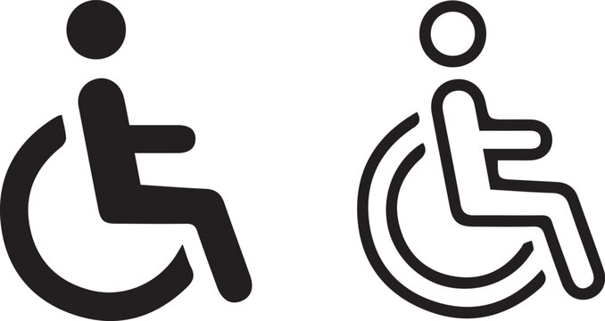 wheelchair accessibility flat vector icon set solid outline disability symbol inclusive universal sign healthcare ui signage design