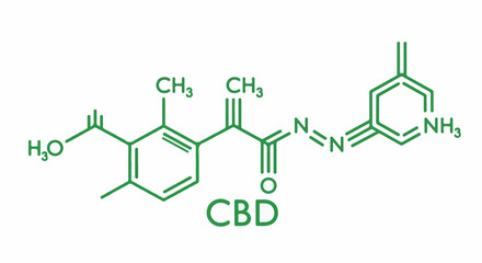 Fototapeta premium Green chemical structure showing molecule with CBD text