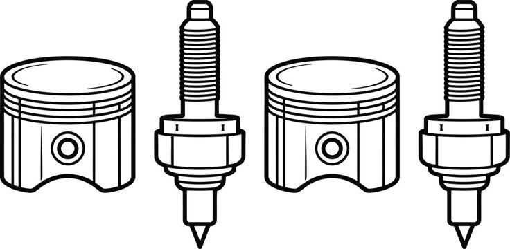 Piston and piston pin configurations with threaded studs for engine assembly