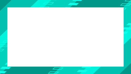 Obraz premium Abstract teal and white rectangular frame with geometric shapes on the border