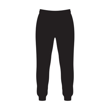 Black sweatpants with elastic cuffs standing upright isolated image