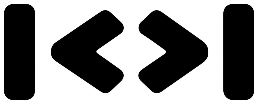 Solid black filled icon of survey embed code bracket on white background for web design