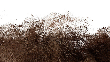 Obraz premium Brown dirt or ground like particles splashing on transparent background. 3d render