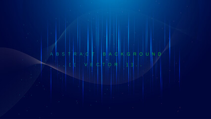 Naklejka premium Abstract Blue Digital Light Streaks and Wave Lines Background