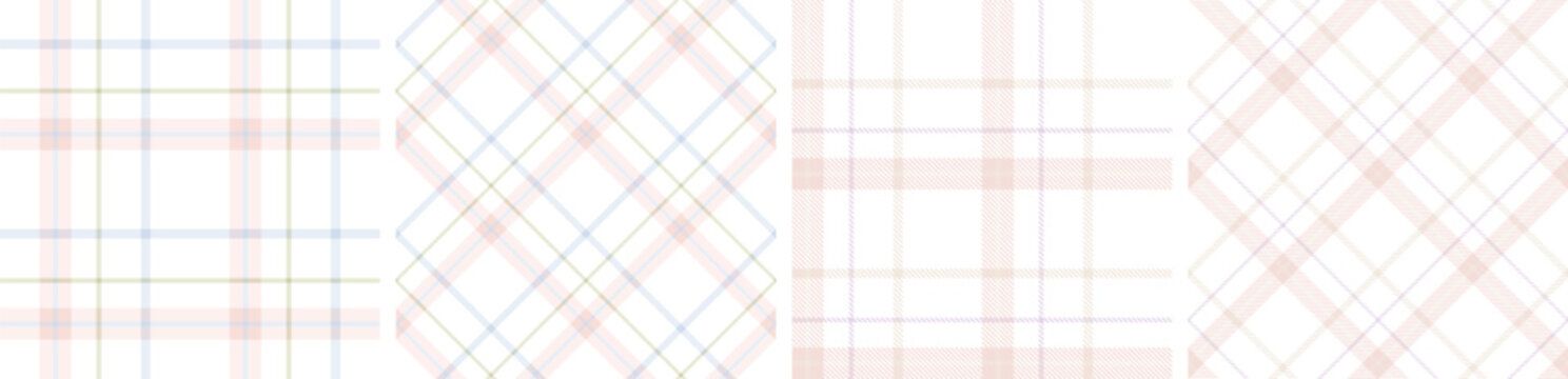 Plaid pattern set seamless tartan check plaid for skirt, tablecloth, blanket, duvet cover, or other modern fashion print.