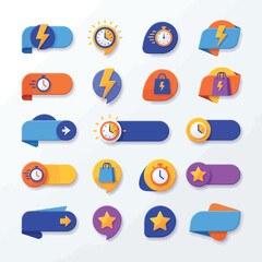 Dynamic Vector Collection Modern Flat Design Promotional and UI Elements, Badges, and Notification Bubbles for Digital Marketing and Web Interfaces © GILANG YUDA ALYAHYA