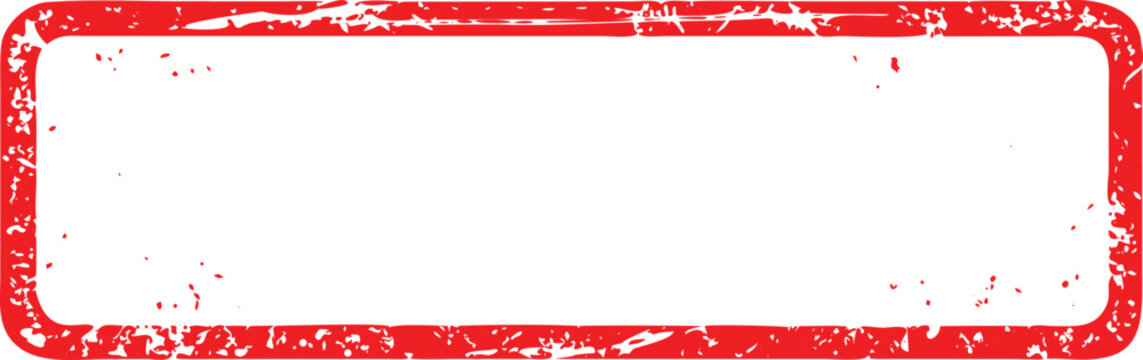 Red rectangular stamp frame with distressed texture isolated on white