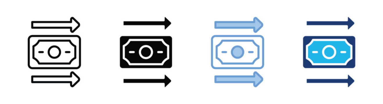 Cash flow icon set multiple style collection