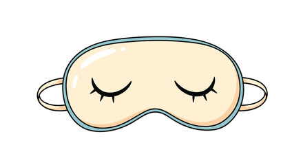 Obraz premium Cute sleeping eye mask illustration with closed eyelashes design for relaxation wellness and travel sleep accessory themes.
