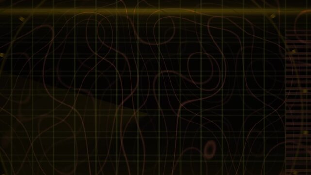 Digital topographic map grid overlay scanning with yellow light effect