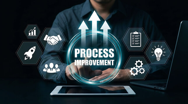 Process Improvement and Business Automation Concept with Digital Graphics