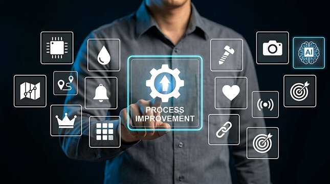 Process Improvement and Automation Business Concept with Digital Icons