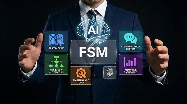 FSM Artificial Intelligence Field Service Management System Concept Business