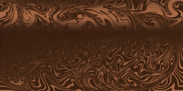 Chocolate wavy background. Brown coffee texture. Swirl liquid cocoa pattern