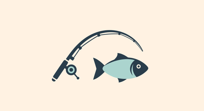Fishing rod with a caught fish.