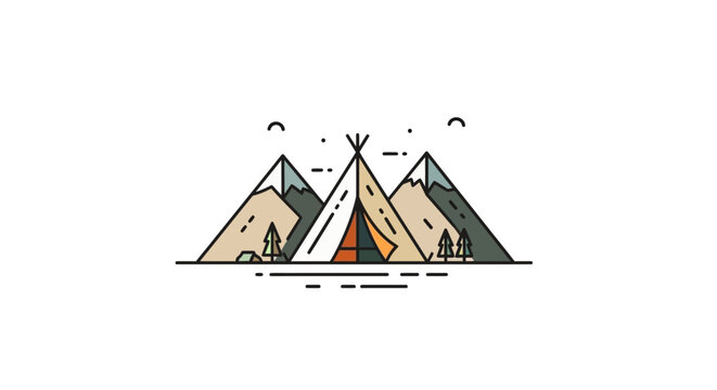 a group of teepees in the mountains.