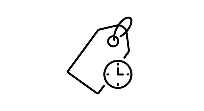 Price Tag with Clock Icon, Sale Promotion, Discount, Limited Time Offer, Marketing Concept