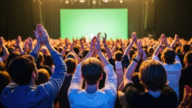 Enthusiastic crowd giving ovation during performance on stage creating a vibrant atmosphere