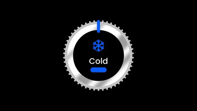 A silver metallic circular dial knob labeled Cold with a blue temperature indicator for air conditioning or cooling control