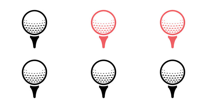Three blank golf scorecard tags with red check marks on golf tees for game tracking Vector