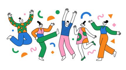 Fototapeta premium People Celebrating with Confetti and Cheer.