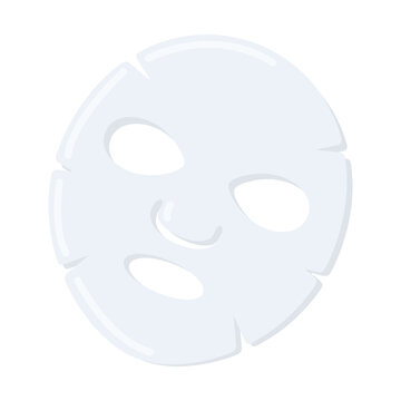 Fresh white facial sheet mask for skin beauty routine, isolated on clean background, promoting self care and relaxation.