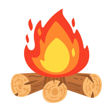 Vibrant vector illustration of a cozy campfire, radiating warmth with bright colorful flames