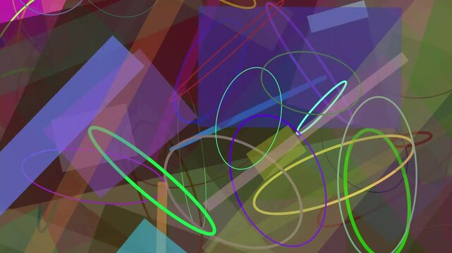 Abstract 3d wireframe animation with geometric shapes and vibrant colors