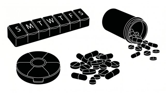 Pill organizers and medication: daily pill box round container pills