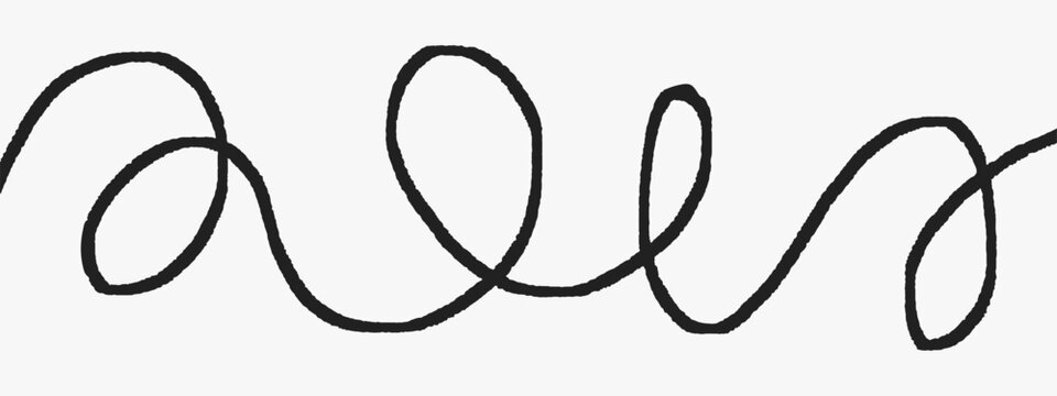 Line cable brush and squiggle charcoal doodle with black chalk stroke. Crayon curve pencil and shape graphic hand with spiral coil abstract. Wavy line curvy and background squiggle drawn.