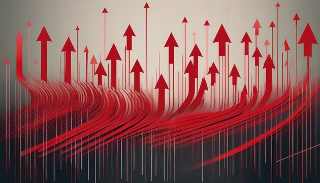 numerous bold red arrows are descending vertically symbolizing widespread economic downturn and market collapse