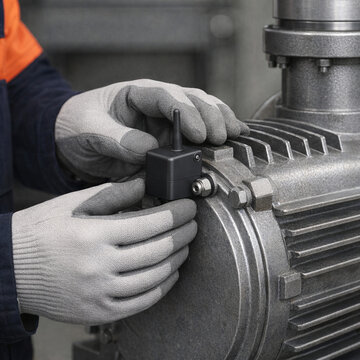 Wireless Vibration Sensor Installation on Industrial Motor for Predictive Maintenance Safety