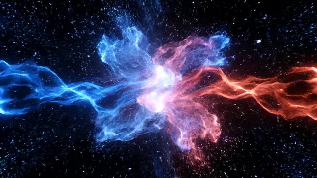 Electricity energy light blue red clash.