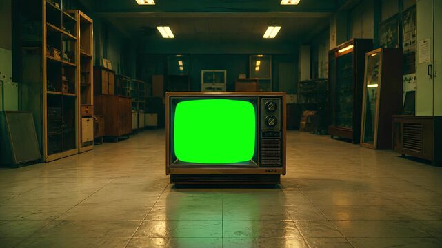 retro television mockup, vintage tv screen, green display effect, old television frame, cinematic media setup