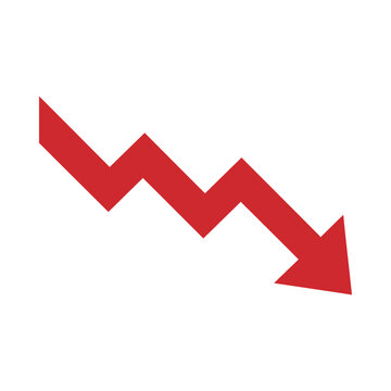 red downward arrow graph icon on white background