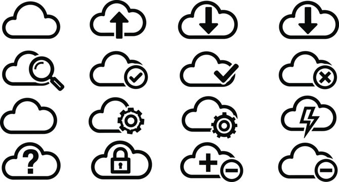 Cloud computing icons set