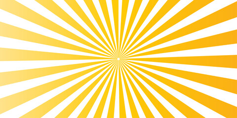 Fototapeta premium Radiating yellow and white sunburst pattern with a central bright point and fading colors towards the edges.
