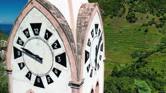 Clock Tower of Chapel of Our Lady of Fatima in Madeira island Portugal