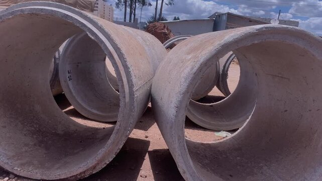 Abstract shot for Concrete tubes pipes on going contracting project