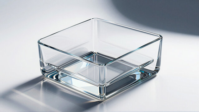 Clear Glass Square Container Filled With Water