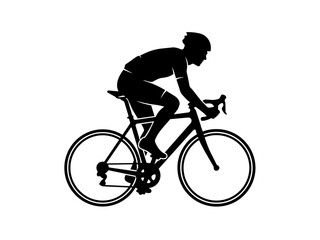 Fototapeta premium Cyclist riding road bike in intense racing position isolated on transparent background, Vector