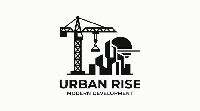 Urban construction crane graphic logo.
