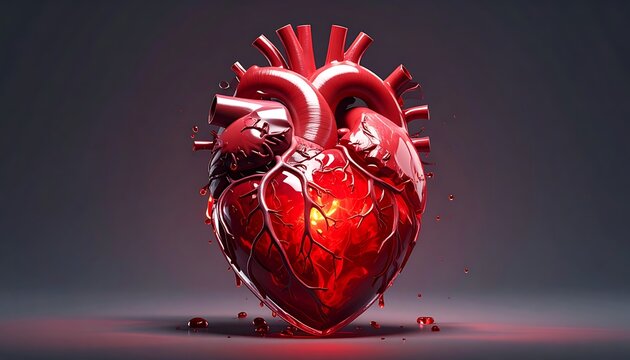 A detailed computer-generated image of a human heart