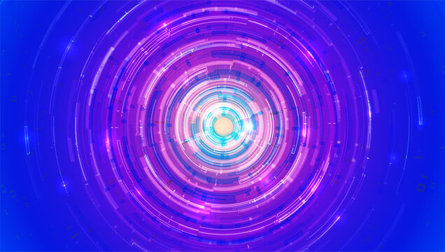 Abstract big data visualization. Light circles with sparks. Graphic concept for design